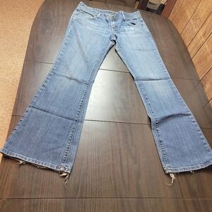 Chip & Pepper Blue Flare Wide Leg Jeans with Raw Hem